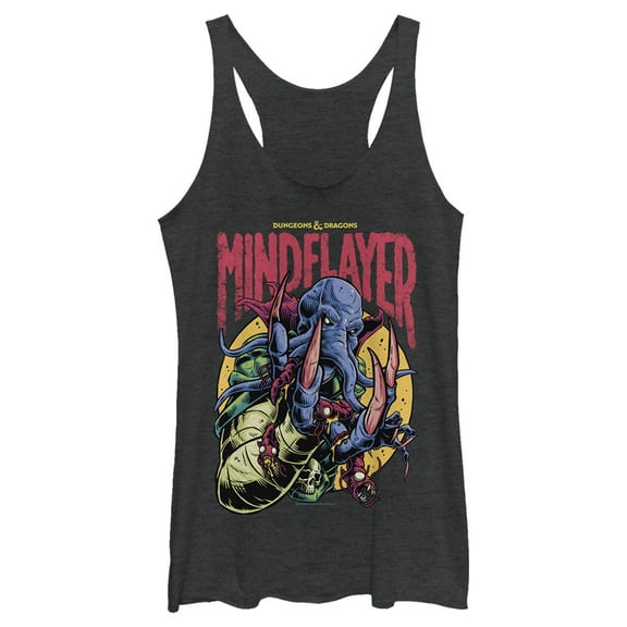 Women's Dungeons & Dragons The Mind Flayer and Illithid Larvae Will Win Racerback Tank Top Black Heather X Large