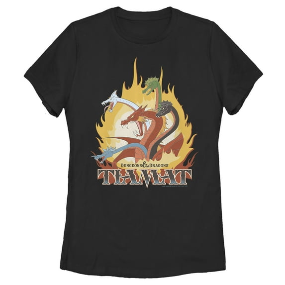 Women's Dungeons & Dragons Tiamat Dragon Cartoon Graphic Tee Black Small
