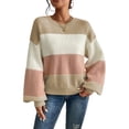 thumbnail image 1 of Women's Dusty Pink Color Block Lantern Sleeve Drop Shoulder Sweater - [ZhiHiMeRi] | (US 12-14)L, 1 of 7