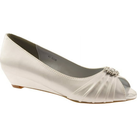 dyeables women's anette low-heel wedge, white,8 m us