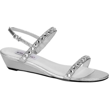 Pearl And Crystal Encrusted Dyeable T-Strap Sandal