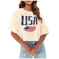 thumbnail image 1 of Women's E Independence Day USA Printed Casual Cropped Crew Neck Short Sleeve T Shirt Top for Women Womens Long Sleeve Layering Shirt Womens Medium Shirts Athletic Long Sleeve Shirt Women Workout Tops, 1 of 3