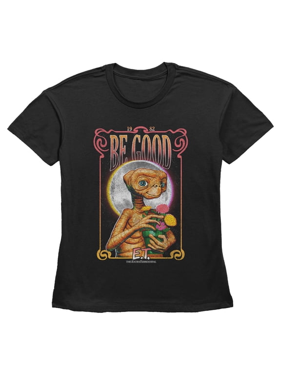 Women's E.T. the Extra-Terrestrial Be Good Flower Graphic T-Shirt