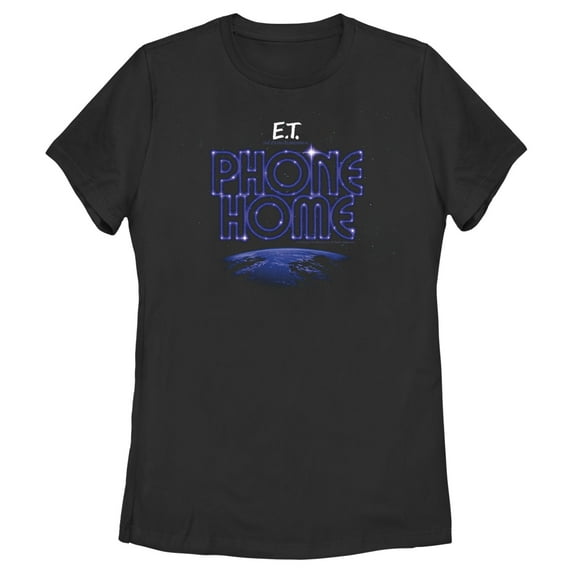 Women's E.T. the Extra-Terrestrial Earth Phone Home Graphic Tee Black 2X Large