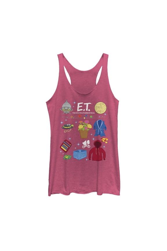 Women's E.T. the Extra-Terrestrial Favorite Movie Props Racerback Tank Top Pink Heather Medium