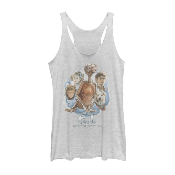 Women's E.T. the Extra-Terrestrial New Family Racerback Tank Top White Heather 2X Large