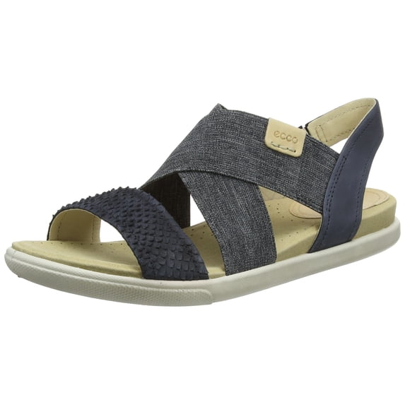 ECCO Women's Damara 2-Strap Flat Sandal, black, Black/Black/Powder, 37/6-6.5 M