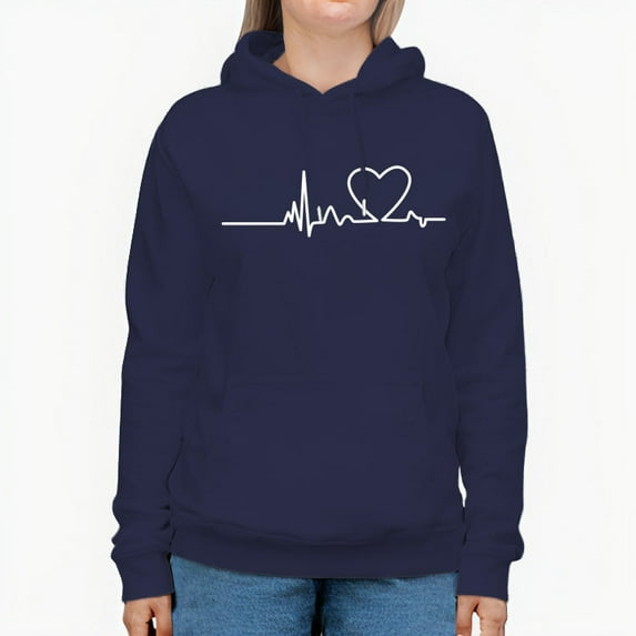 Women's ECG Pattern Design 330 Gram Hoodie Kangaroo Pouch