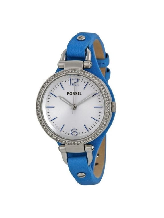 Women's ES3470 Georgia Silver Dial Blue Leather Watch