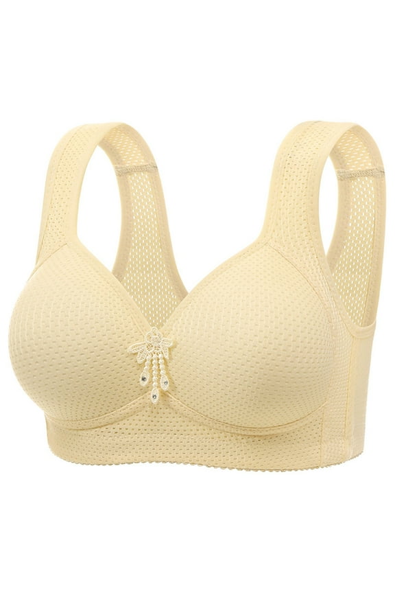Women's EU/US Size Bra A-G Cup - Wireless Comfort - Full Coverage - Breathable Everyday Wear | Hontri | Women's Large Size Hole Cup No Rim Bra Comfortable Breathable Gather (Beige | 36)