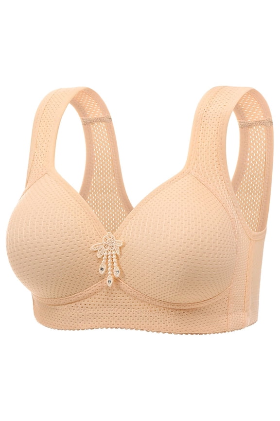 Women's EU/US Size Bra A-G Cup - Wireless Comfort - Full Coverage - Breathable Everyday Wear | Hontri | Women's Large Size Hole Cup No Rim Bra Comfortable Breathable Gather (Orange | 44)