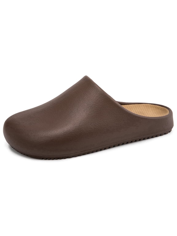 Women's EVA Clogs Garden Shoes Slip-on Indoor Outdoor Lightweight Comfort Soft Cushioned Insole with Arch Support Slip Resistant Sandals(Brown 10)
