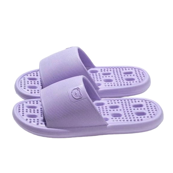 Women’s EVA Shower Slides, Non‑Slip Quick‑Dry Drainage Hole House Slippers, Open‑Toe Lightweight Summer Indoor Slippers for Bathroom Household Use Purple
