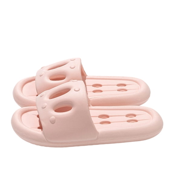 Women’s EVA Thick Sole Shower Slides, Non‑Slip Quick‑Dry House Slippers, Drainage Hole Open‑Toe Indoor Slippers for Bathroom Household Wear Pink