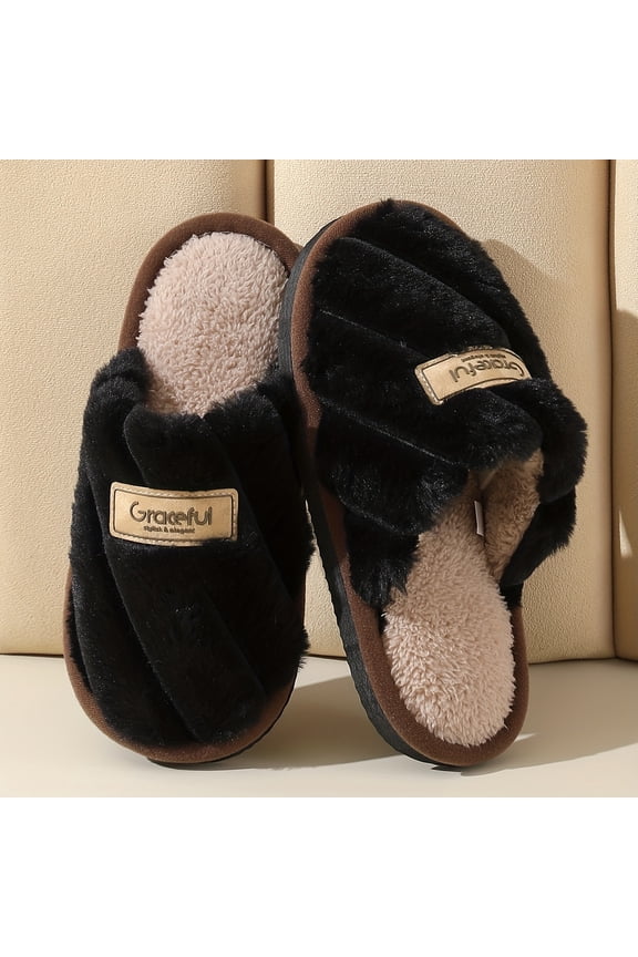 Women's EVA home slippers,Women's Slip on Fuzzy House Slippers with Faux Fur Lining,Winter women's anti-slip warm slippers for home indoor comfort, couple slippers