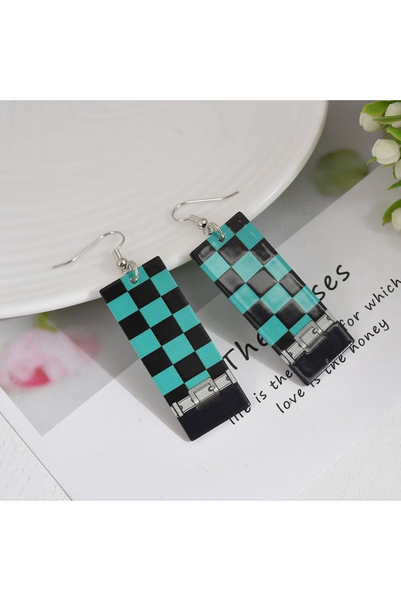 Women's Earrings Anime Demon Slayer Earrings Cosplay Fashion Double-sided Acrylic Alloy Resin Earring for Friends Mother and Daughter Halloween Christmas Birthday Jewelry Gifts