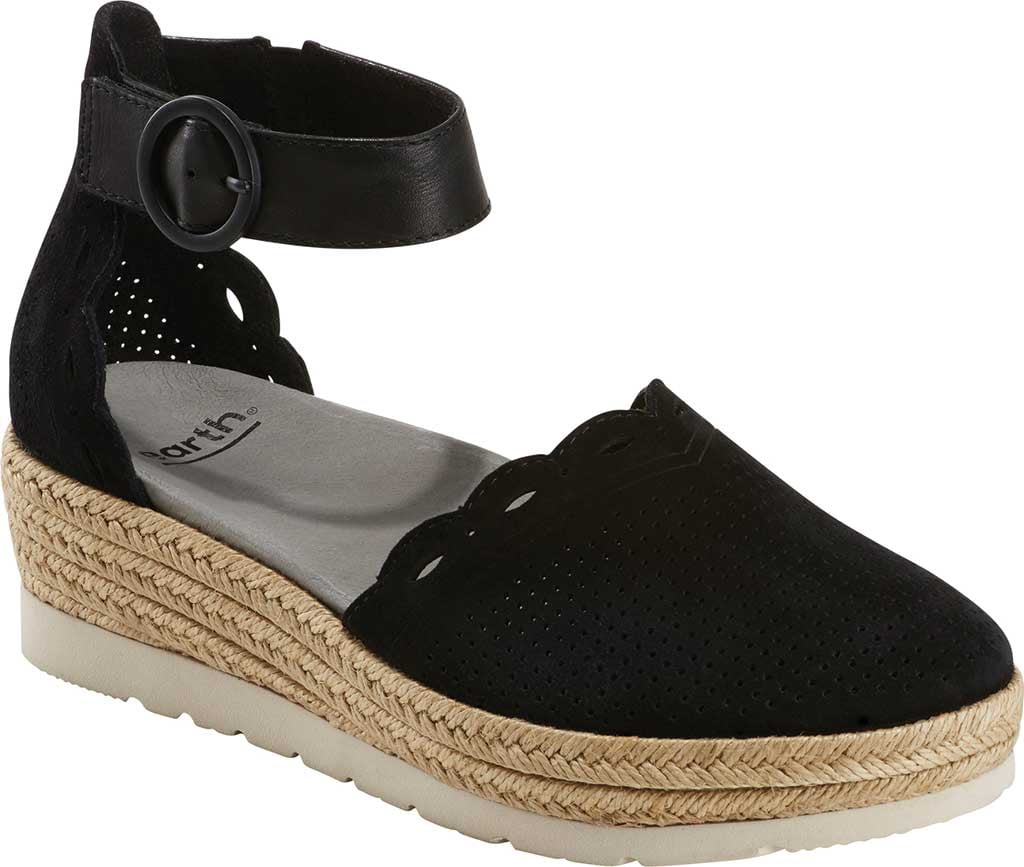 Women s Earth Modena Yarrow Espadrille Sandal Black Suede 8 M Walmart