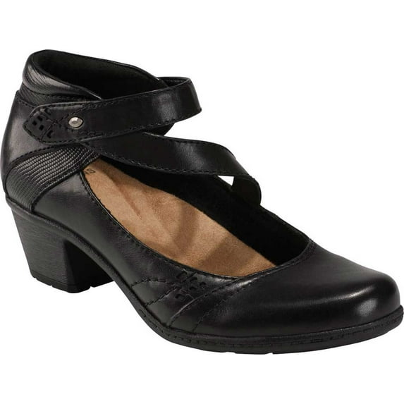 Women's Earth Origins Marietta Mackenzie Ankle Strap Heel Black Leather 8.5 M