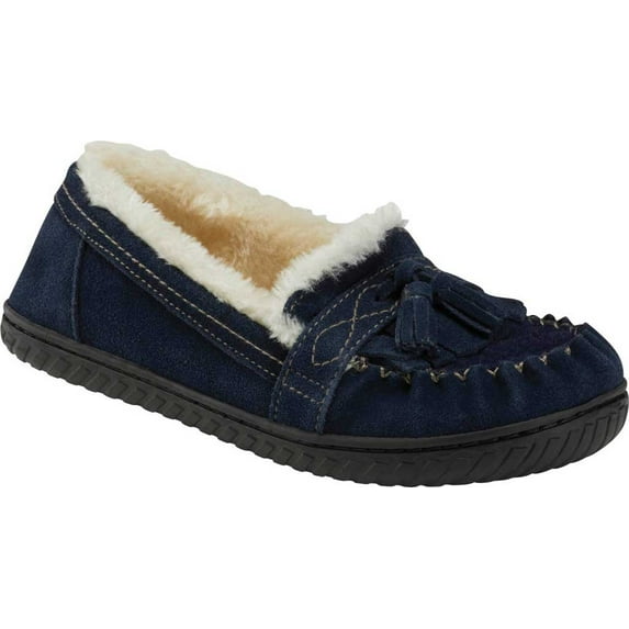 Women's Earth Origins Yukon Yasmine Moccasin Slipper Navy Blue Suede 5-6 M
