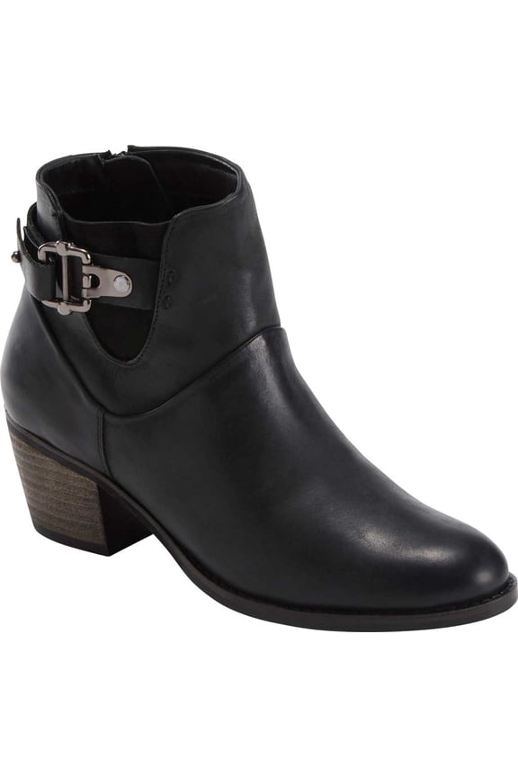 Women's Earth West Riverton Ankle Bootie Black Crazy Horse Leather 8 M