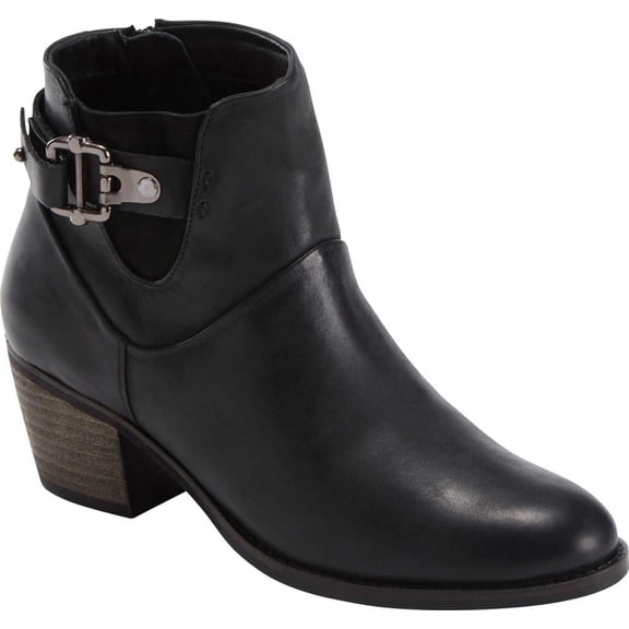 Women's Earth West Riverton Ankle Bootie Black Crazy Horse Leather 8 M