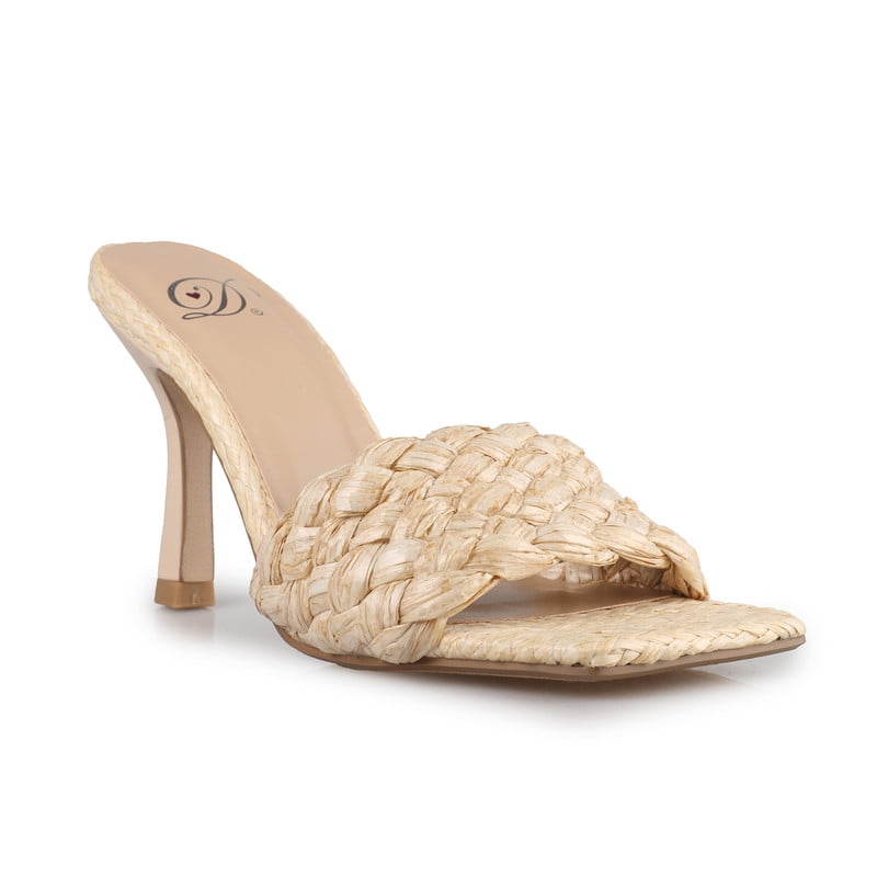 Women's Earthy Elegance Straw-Embellished Stiletto Sandals