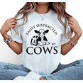 thumbnail image 1 of Women's Easily Distracted By Cows Graphic Comfortable T Shirt Casual Short Sleeve Round Neck Top White S-5XL, 1 of 5