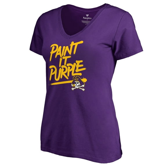 Women's East Carolina Pirates Paint It Purple V-Neck T-Shirt