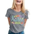 thumbnail image 1 of Women's Easter Casual Print Crew Neck T-Shirt Short Sleeve Top Grey XL, 1 of 3