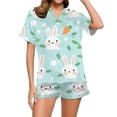 thumbnail image 1 of Women's Easter Cute Bunny Print Pajama Set Pink L, 1 of 5