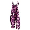 thumbnail image 1 of Women's Easter Egg Print Linen Rompers Casual Adjustable Strap Sleeveless Wide Leg Jumpsuits with Pockets, 1 of 5