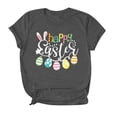 thumbnail image 1 of Women's Easter Egg Print Short Sleeve Top With Positioned Print Grey XL, 1 of 5