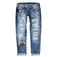 thumbnail image 1 of Women's Easter Jeans Print Ripped Casual Denim Pants, 1 of 2