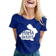 thumbnail image 1 of Women's Easter T-Shirt Rabbit Pattern Fun Letter Print Shirt Short Sleeve Top Blue XXL, 1 of 5