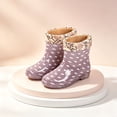 thumbnail image 1 of Women's Easy Clean Polka PVC Mid Calf Rain Boots Floral Cuff Lined Waterproof Pull On Rain Shoes For Daily Rainy Wear, 1 of 7