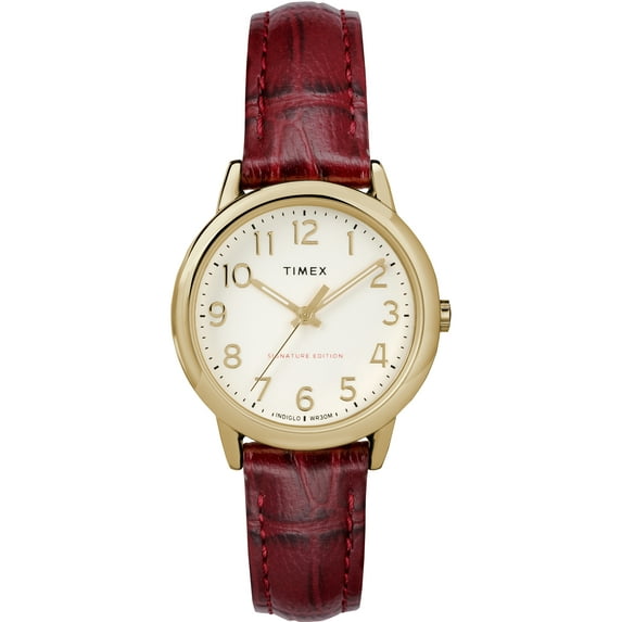Women's Easy Reader Signature Burgundy/Cream Watch, Leather Strap