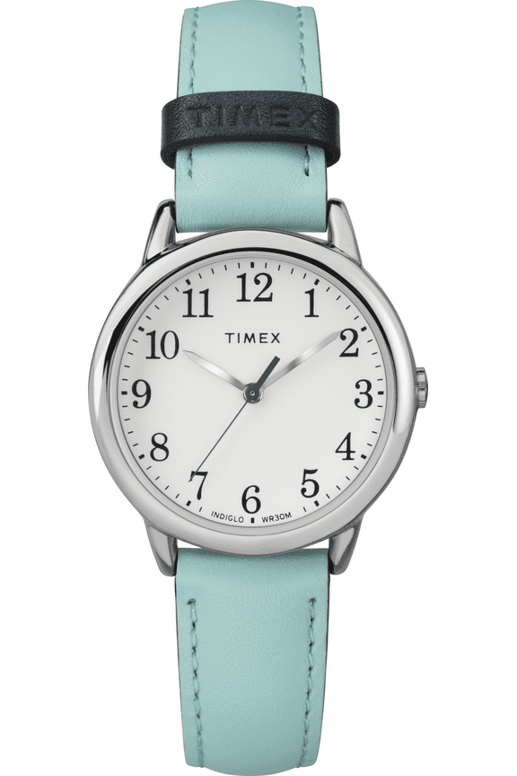 Women's Easy Reader Small Blue/Silver-Tone Watch, Leather Strap