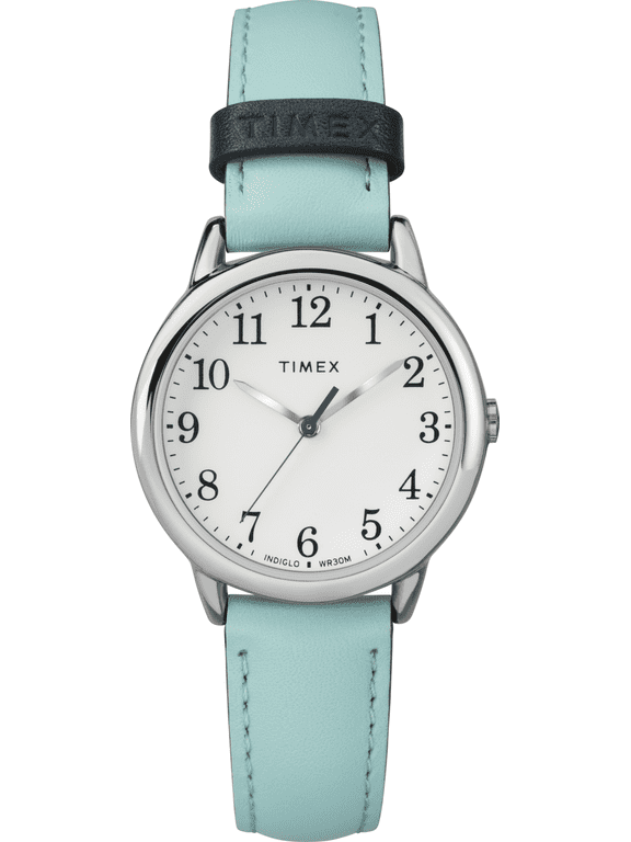 Women's Easy Reader Small Blue/Silver-Tone Watch, Leather Strap