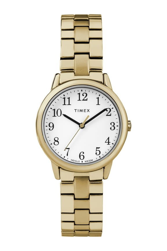 Women's Easy Reader Small Gold-Tone/White Watch, Stainless Steel Expansion Band