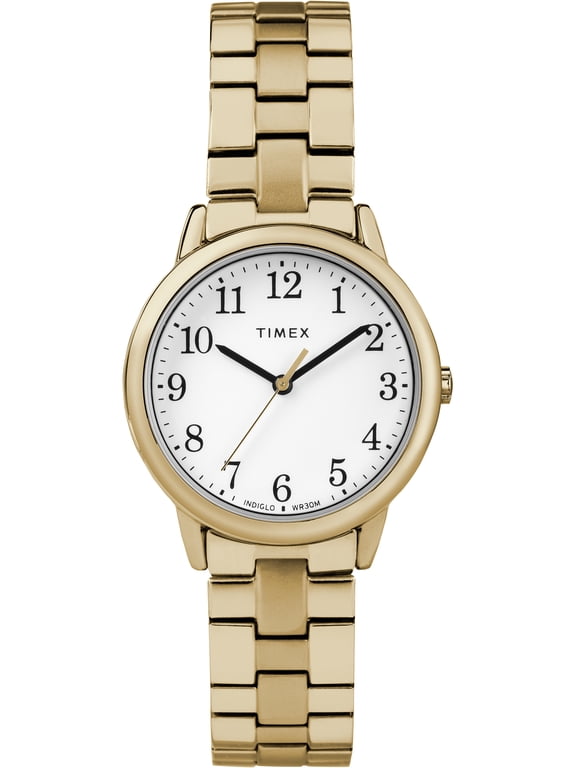 Women's Easy Reader Small Gold-Tone/White Watch, Stainless Steel Expansion Band