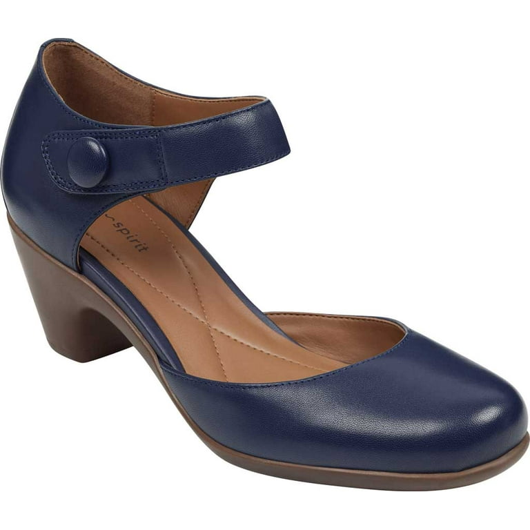 Women s Easy Spirit Clarice Ankle Strap Heel Blue Leather 8.5 W