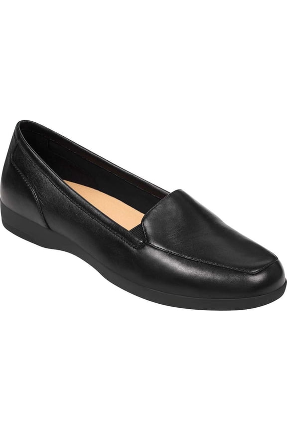 Women's Easy Spirit Devitt Loafer Black Leather 7 WW