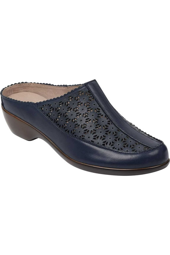 Women's Easy Spirit Dusk Mule Clog Blue Leather 8.5 WW