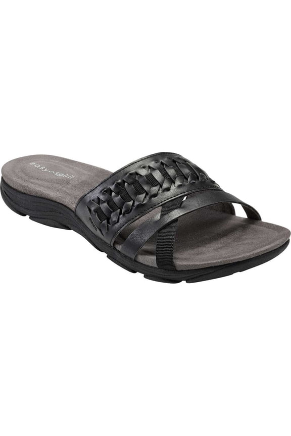 Women's Easy Spirit Linley3 Slide Black/Charcoal Burnished PU 6 M