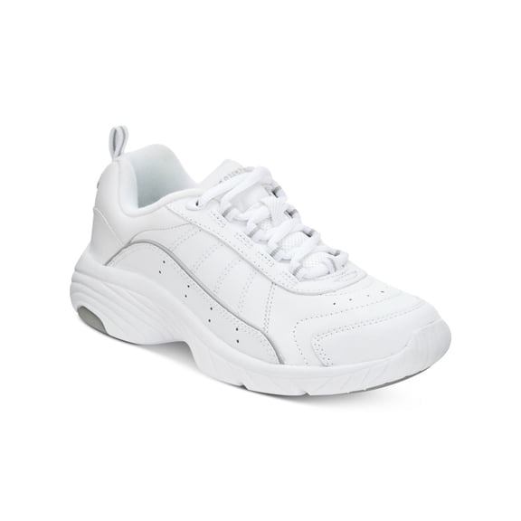 EASY SPIRIT Womens White Breathable Padded Perforated Punter Round Toe Lace-Up Leather Athletic Sneakers 7 M