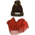 thumbnail image 1 of Women's Echo PomPom Warm Knitted Casual Beanie and Soft Plush Infinity Scarf Bundle, 1 of 5
