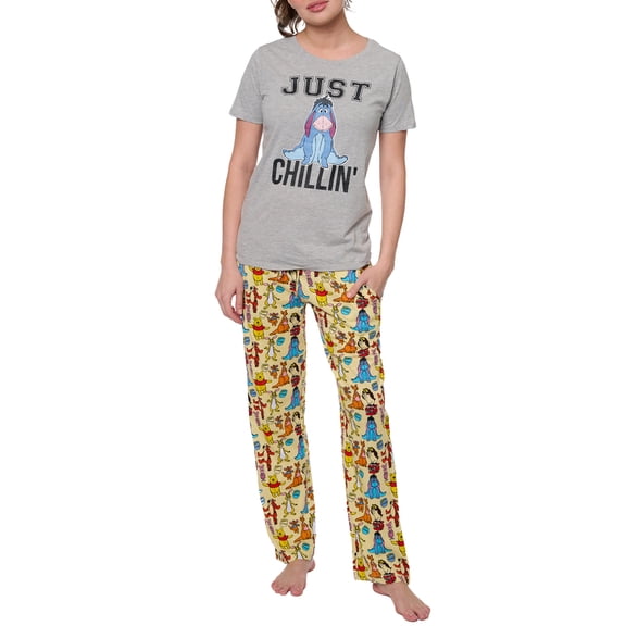 Women's Eeyore Just Chilling T-Shirt w/ Disney Winnie the Pooh Yellow Pants Set