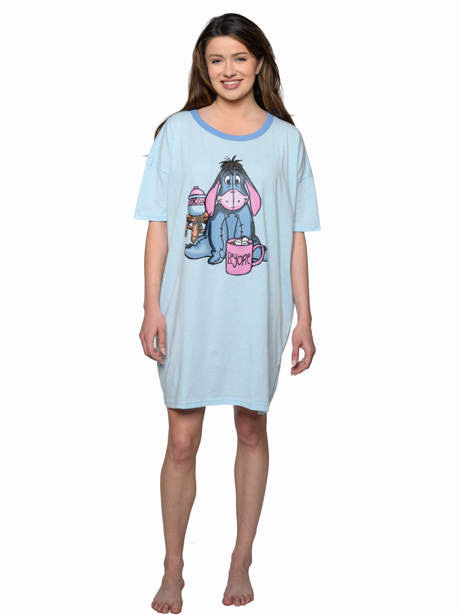 eeyore dressing gown ladies Disney Women's Eeyore Sleep Shirt Hot Cocoa One Size Fits Most Plus Size Light Blue, Size: One Fits Most Small-XL