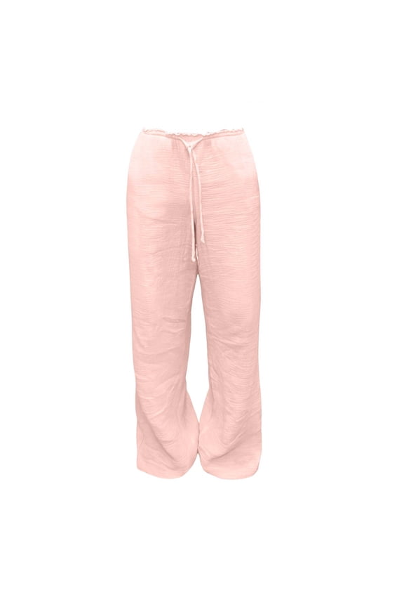 Women's Effortless Casual Pants With Elastic Waist Front Pockets Classic Straight Leg Everyday Comfort Pants for Women Casual