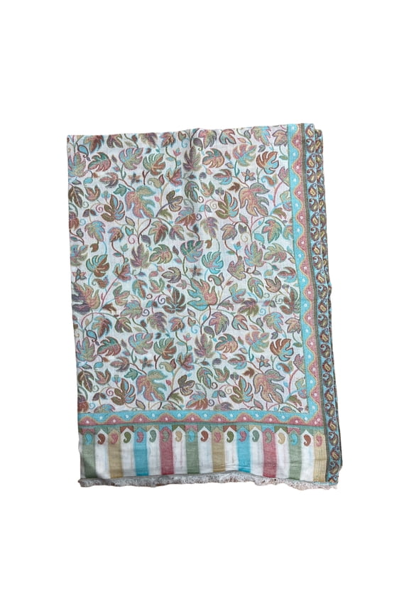 Women's Eggshell White and Purple Modal scarves with Elegant Floral Weaving Summer Spring Accessory Perfect for Outdoor Events Casual Events